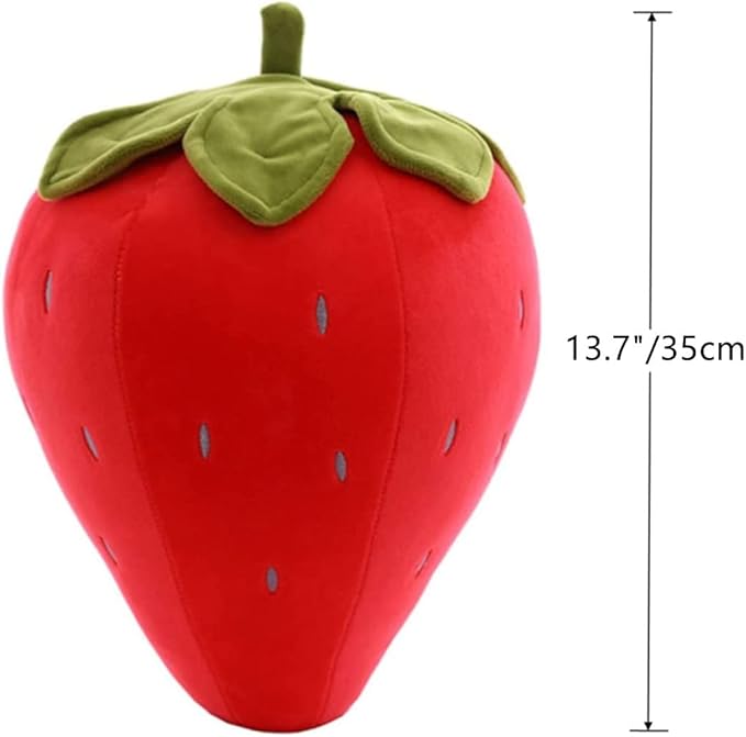 Cute Fruit Kids Pillow Stuffed Strawberry Plush Pillows Super Soft Girls Pillows Cushion Seat for Kids Toys (Red,13.7''/35cm)1 Count (Pack of 1)