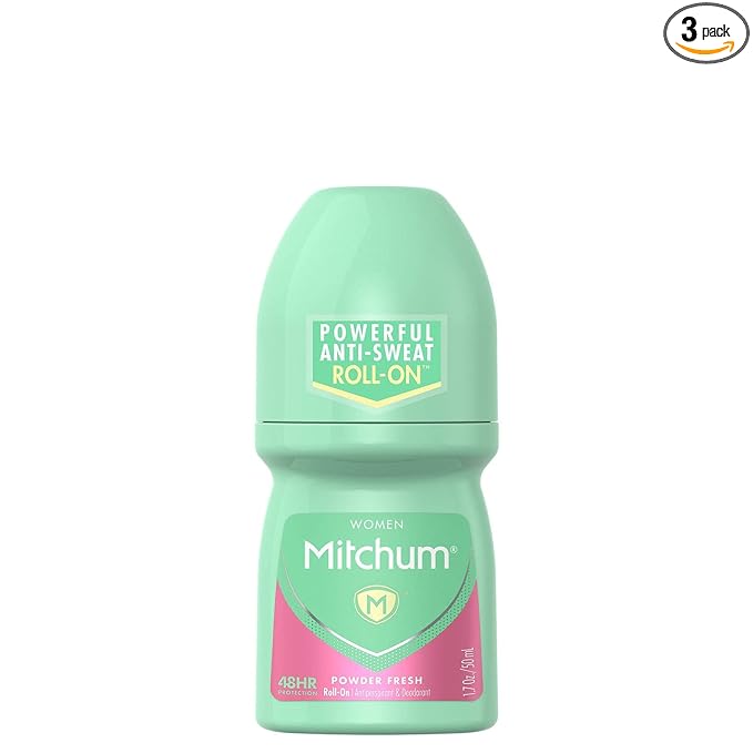Mitchum Women Invisible Roll-On, Powder Fresh 1.7 oz (Pack of 3)