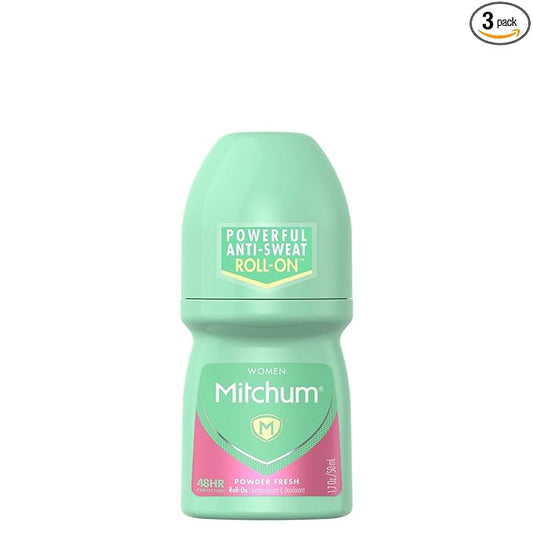 Mitchum Women Invisible Roll-On, Powder Fresh 1.7 oz (Pack of 3)