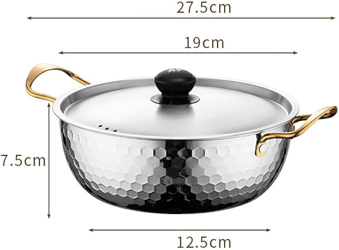 Korea Ramen Pot Stockpot Practical Stainless Steel with Lid Soup Pot Saucepan for Backyard Parties Hiking Picnic Pasta Curry, 18cm Argent