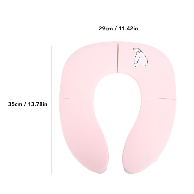 Fafeicy Kids Potty Foldable Travel Potty, PP Portable Training with Suction Cup and Slip Design, 35 X 29 X 3 Cm Folding Toilet Seat Cover for Toddler Travel (Pink)