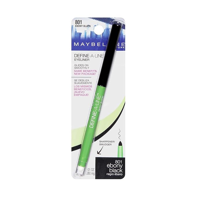 Maybelline Define-A-Line Eyeliner, Ebony Black [801], 1 ea (Pack of 2)