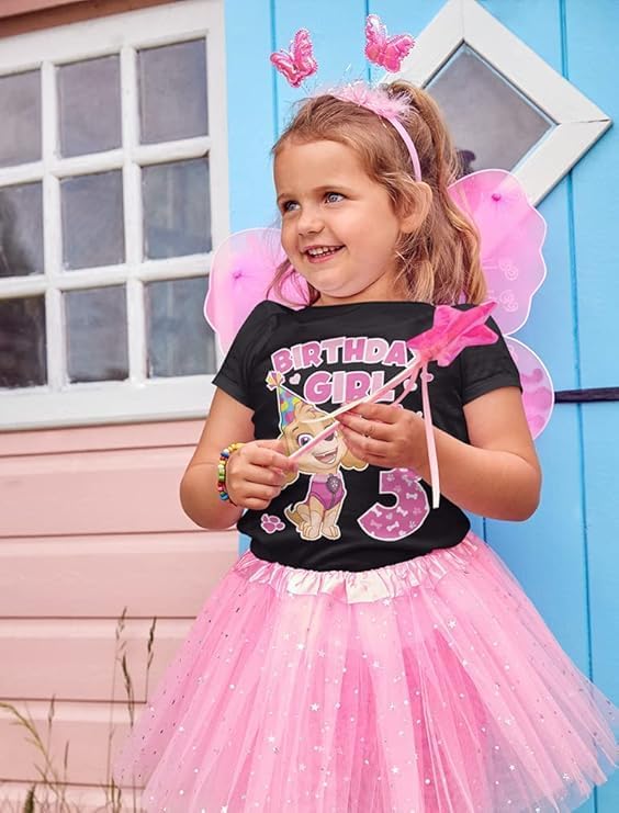 Tstars Skye Birthday Girl 3 Gifts for Three Years Old Bday Paw Patrol Theme Party Toddler Kids Girls Fitted T-Shirt A51144d