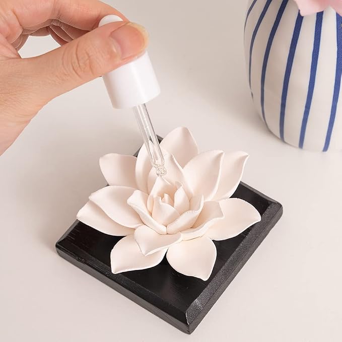 Magnolia Flower Styling Essential Oil Diffuser Stone, Non-Electric, Handmade Products, Decorative Tabletops, Car Decoration Ornaments(Essential Oils Not Included)