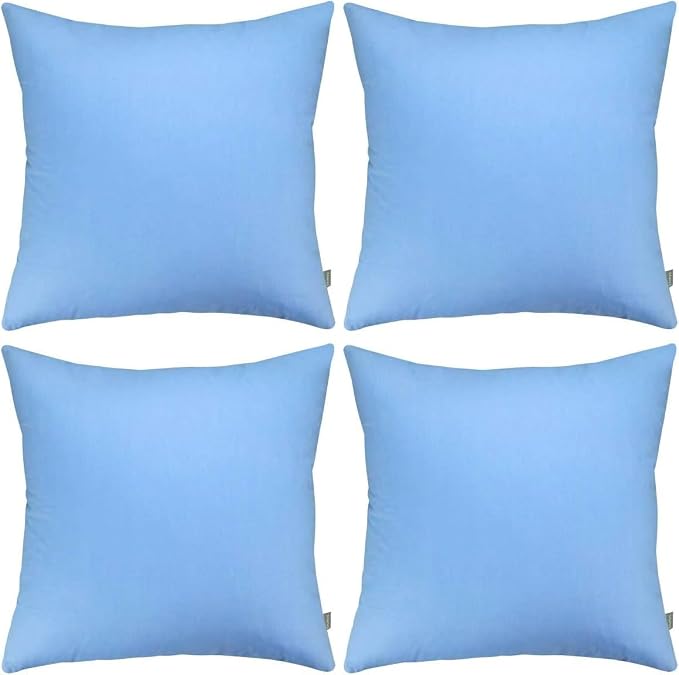 4-Pack 100% Cotton Comfortable Solid Decorative Throw Pillow Case,Thmyo Square Cushion Cover Pillowcase Sublimation Blank Pillow Covers DIY Throw Pillowcase for Sofa(20x20 inch/ 50x50cm,Sky Blue)