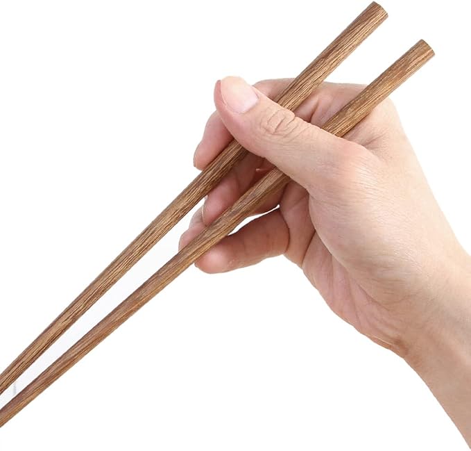 M.G Reusable Wenge Wood Chopsticks - 10 Pairs Dishwasher Safe, 9.8 Inch for Chinese/Japanese/Korean Cuisine (Sushi, Ramen, Hot Pot)