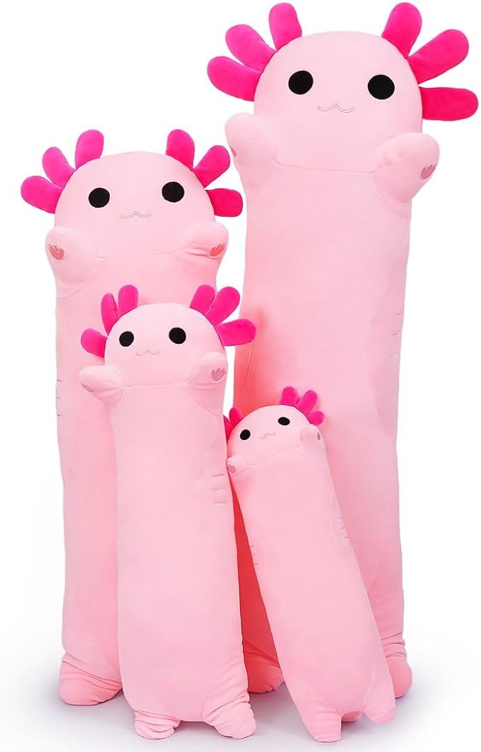 Axolotl Plush, 19.6” Long Axolotl Body Pillow for Kids, Cute Axolotl Stuffed Animals for Girls, Soft Plushies Toy Gifts for Birthday Pink