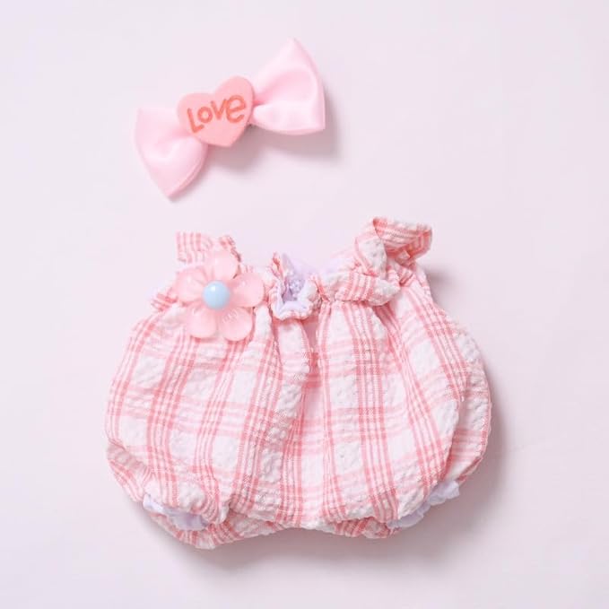 Cute Pink Clothes Outfits for Doll (NO Doll Included) ,15/17cm Doll's Clothes with Pink Bow Accessories