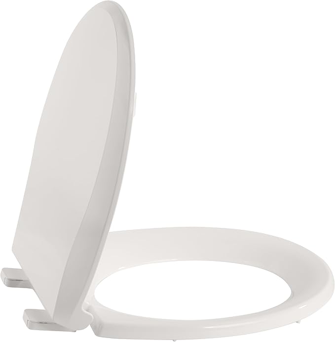 Toilet Seat Elongated Toilet Seat Cover Biscuit Color Soft Close PP Toilet Seat for Bathroom, Durable and Easy to Clean Biscuit