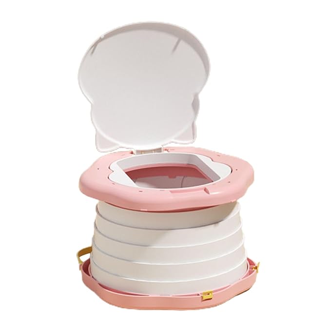 Portable Foldable Travel Potty Seat for Toddler, Training Toilet Seat Emergency Toilet for Car, Children Toilet with Splash Guard for Toddler Travel, Camping, Indoor and Outdoor Use Pink