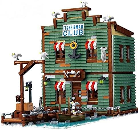 General Jim's Realistic Detailed Harbortown Fishing Club Shop Classical Architectural Styled City Modular Building Blocks Toy Bricks Building Model Set for Adults and Teens