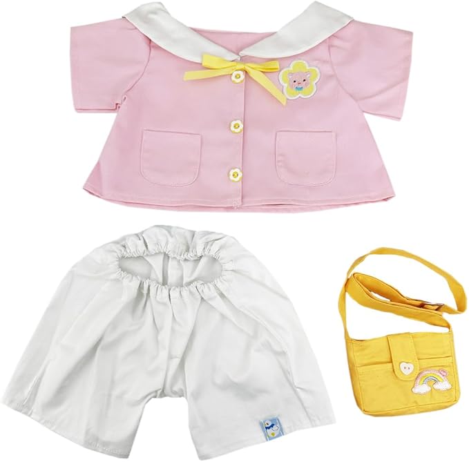 14"-18" Stuffed Animal Clothes Coat Pants Backpack School Uniform Make Your Own Stuffed Animals Dress Up Accessories (Pink)