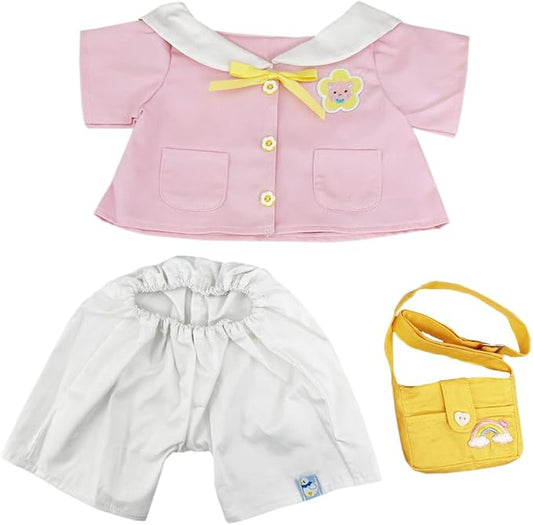 14"-18" Stuffed Animal Clothes Coat Pants Backpack School Uniform Make Your Own Stuffed Animals Dress Up Accessories (Pink)