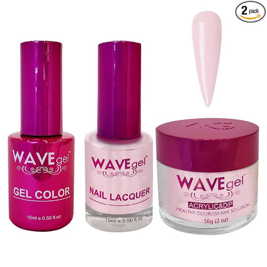 WAVEGEL Soak-Off Gel, Nail Lacquer & Acrylic/Dip Powder Matching Set - Princess Collection - #19 Daisy Porcelain