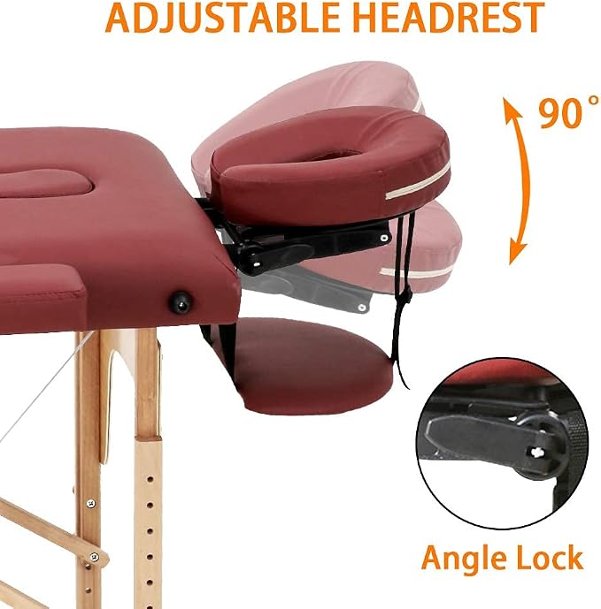 BestMassage Massage Bed Portable Massage Table 3 Folding Lash Bed Height Adjustable 24 Inch Wide Spa Table with Non-Woven Bag for Spa Footmassage Facial CareSpa Tattoo