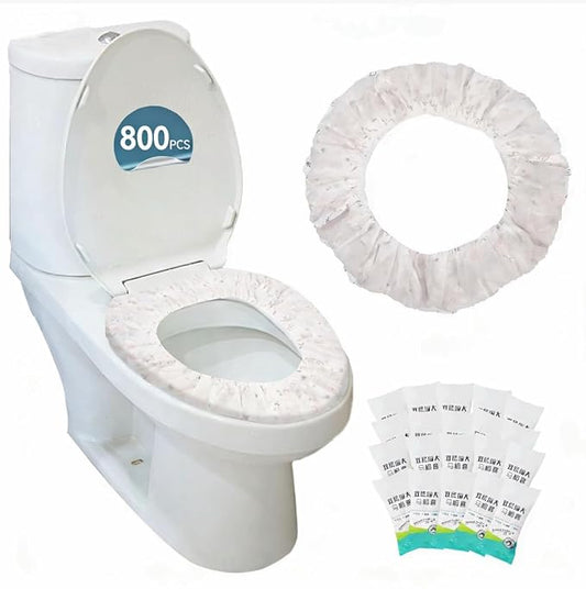 Disposable Toilet Seat Covers, 800PCS.Waterproof Non-Woven Fabric, Individually Wrapped, Portable for Travel, Hotel, Hospital, Public Toilet (Cartoon Print)