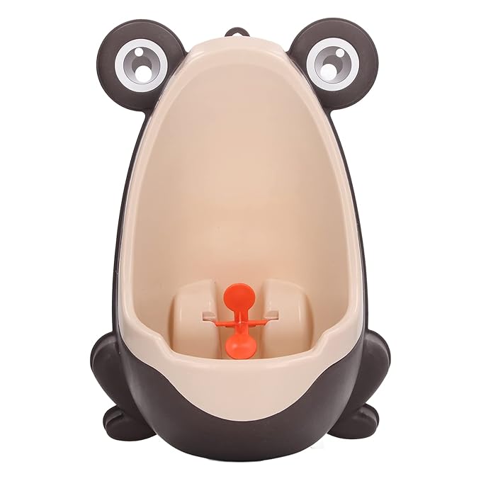 Frog Potty Training Urinal, Cute Frog Shape Cute Toddler Urinal Potty Training Urinal for Boys with Funny Aiming Target (Coffee)