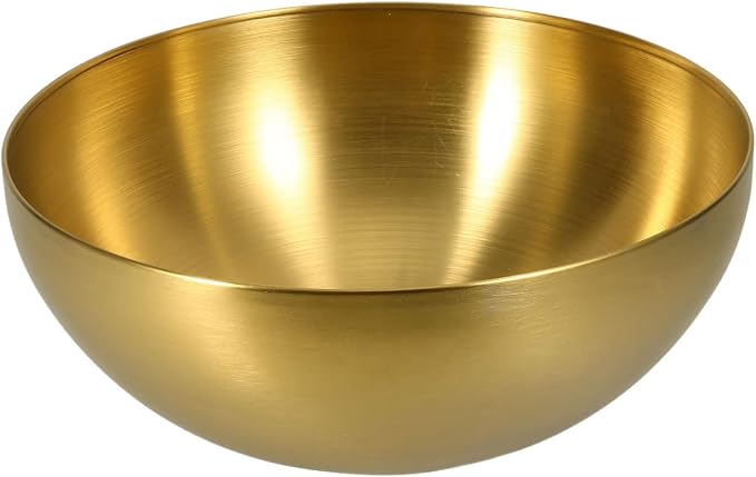 Stainless Steel Salad Bowl Gold Mixing Bowls 10 Inch Nesting Bowl Deep Snack Bowl Korean Large Serving Bowl for Kitchen Mixing Cooking Baking Prepping, 25.00X25.00X11.00CM, Golden