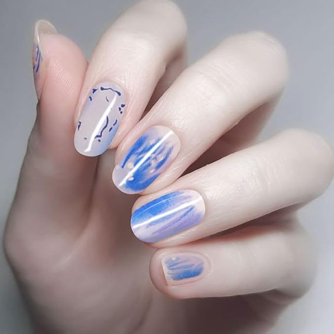 Nail Stickers 20 Pieces Full Wraps Nail Polish Strips, Self-Adhesive Gel Nail Art Decals for Women Girls