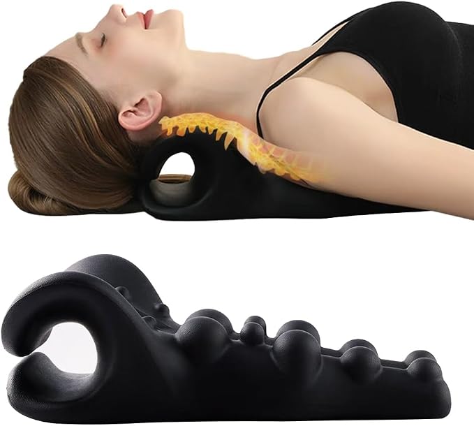Neck and Shoulder Relaxer, Firm 18-Node Cervical Traction Pillow | Trigger-point neck stretcher, high-density foam, short daily use for neck, shoulder and upper-back tension; not for sleep