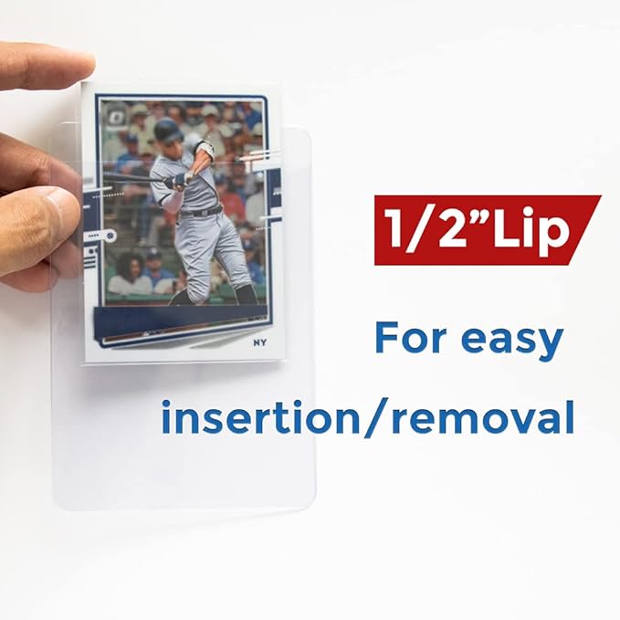 200ct Semi Rigid Card Holders - Card Sleeves for Trading Card with 1/2" Lip Sleeves Fit Standard Grading Cards Baseball Cards for Graded Card Submittions