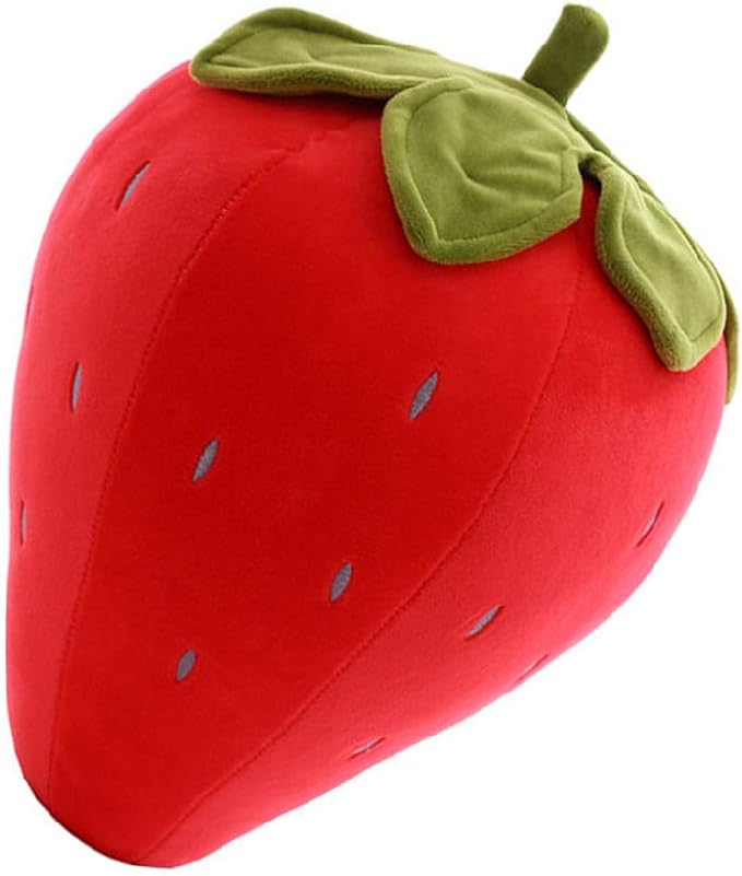 Cute Fruit Kids Pillow Stuffed Strawberry Plush Pillows Super Soft Girls Pillows Cushion Seat for Kids Toys (Red,13.7''/35cm)1 Count (Pack of 1)