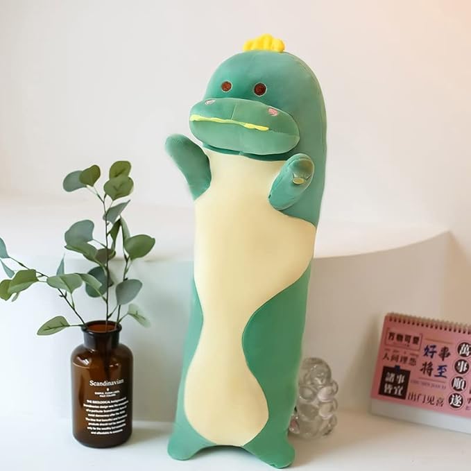 Long Dinosaur Plush Pillow, Soft Green Stuffed Animal Hugging Throw Plush Toy for Kids (19.68inch/50cm)