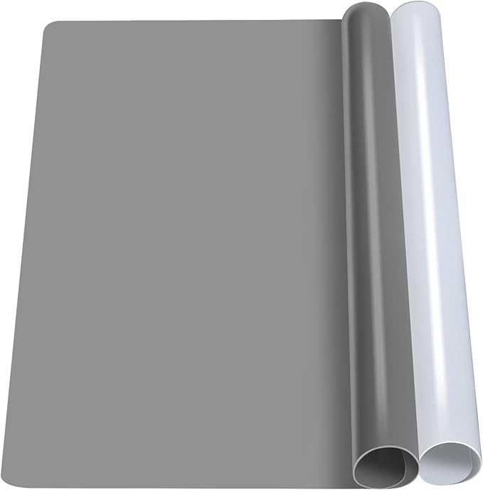 LEOBRO Silicone Mat for Resin Molds, 2 PCS 15.7" x 11.7" Playdough Mat, Silicone Mats for Crafts, Jewelry Resin Molds Mats, for Resin, Clay, Paint, Dark Gray & Clear