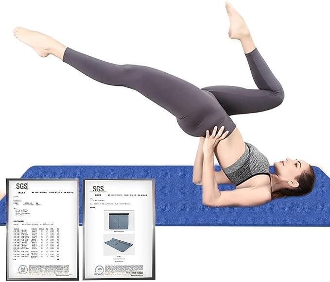 Hatha Yoga Extra Thick TPE Yoga Mat - 72"x 32" Thickness 1/2 Inch -Eco Friendly SGS Certified - With High Density Anti-Tear Exercise Bolster For Home Gym Travel & Floor Outside