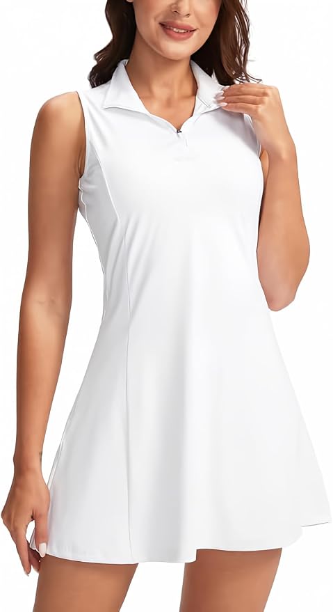 Viodia Women's Tennis Golf Dress with Shorts | Active, Exercise, Workout, Sports, Athletic, Dresses for Women, with Zipper Pockets