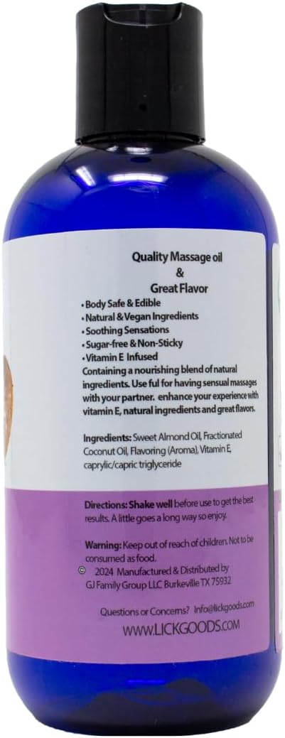 Lick Chocolate Covered Strawberries Massage Oil – Gourmet Dessert Edible Massage Oil with Almond Oil & Vitamin E, Luxurious Glide for Romantic Couples Massage, 8 oz