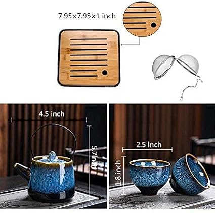 Chinese/Japanese Tea Set, Tea Sets for Women/Adults,Gongfu/Porcelain Tea Set,Tea tray and Filter Included,Suitable for Picnic and tTravel