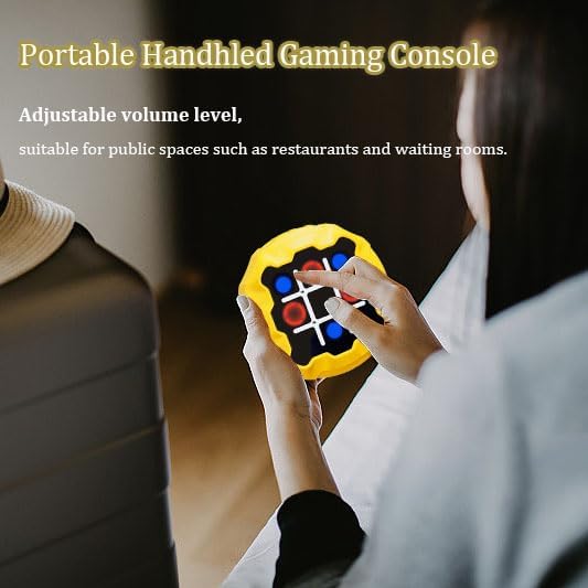 Tendry Tic Tac Toe Electronic Game - 3-in-1 Portable Travel Board Game for Kids & Adults, Handheld LED Puzzle Games for Family Fun, Educational Christmas Birthday Gifts for Ages 3+(Yellow01)