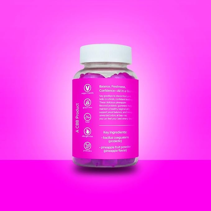 Curvy Body Bears CBB Perfect PH Probiotic Gummies for Women with Vitamin C | Daily Feminine Wellness Supplement | Pineapple Flavor | 60 Gummies