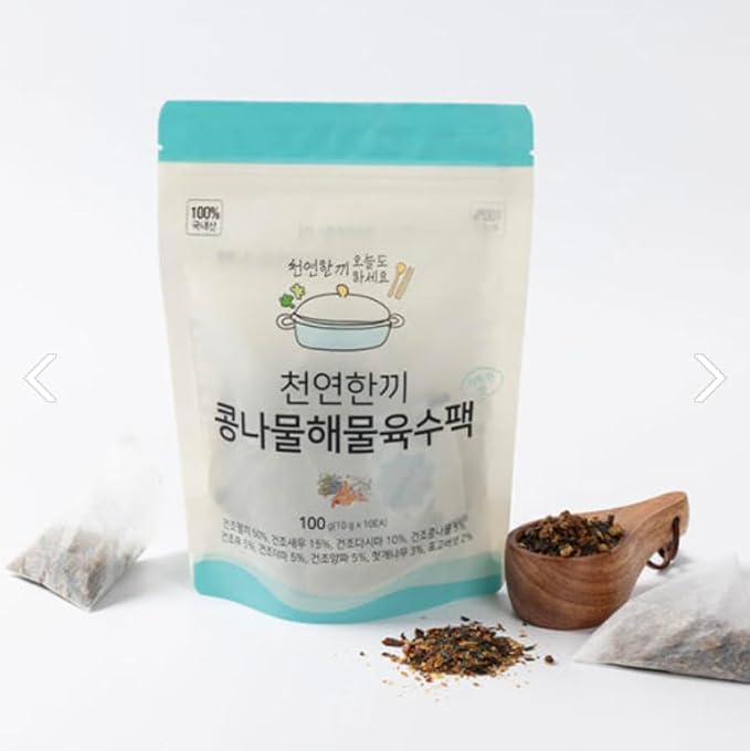 Korean Food Seafood Broth Soup, Stock Bags Umami Seasoning, 10 Packs 50g | Seafood broth stock bags with rich umami flavor for soups, stews, and noodle dishes. Includes 10 convenient broth packets.
