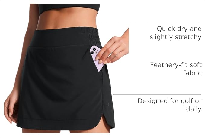 CRZ YOGA High Waisted Dolphin Golf Skirt | Built-in Shorts with Pockets, Quick-dry, Tennis, A Line, Mini, Skort for Women