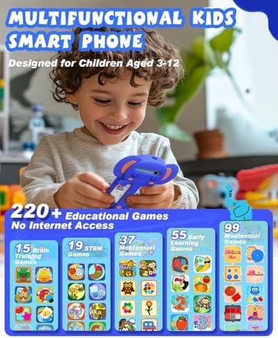 MOMILLA Kids Toys Phone for 3 4 5 6 7 Years Old, 3.97" Touchscreen Christmas Birthday Gifts, Toddler Toys Phone with Music Player Puzzle Games 16 GB Storage Alarm Kids Toys for Ages 3-12 Kids