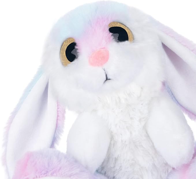 My OLi Bunny Stuffed Animal 8.5in Plush Rabbit with Floppy Ear Bedtime Friend Soft Toy Gifts for Girls Boys Kids, Rainbow