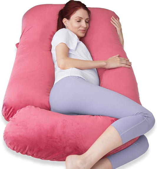 60 Inch Pregnancy Pillow for Sleeping, Extra Large U Shaped Body Pillow, Maternity Pillow for Pregnant Women (RED)