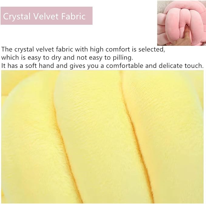 Knot Pillow Ball Round Cushion Pillows, Children Room Decoration Plush Toys Calming Stress Relief Toy (Yellow,11in/28cm)