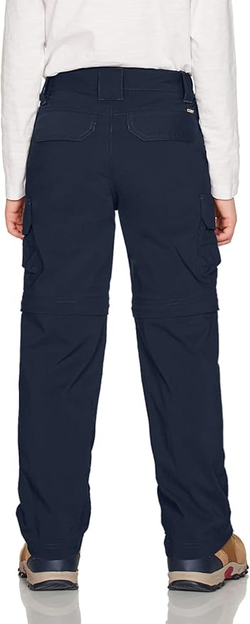 CQR Kids Youth Hiking Cargo Pants, UPF 50+ Quick Dry Convertible Zip Off Pants, Outdoor Camping Pants
