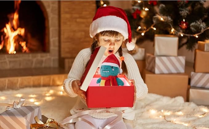 Dinosaur Plush Toy Stuffed Animal Cute Christmas Dinosaur Plushies Pillow Soft Plushie Doll Gifts for Kid Decor (11 Inch)