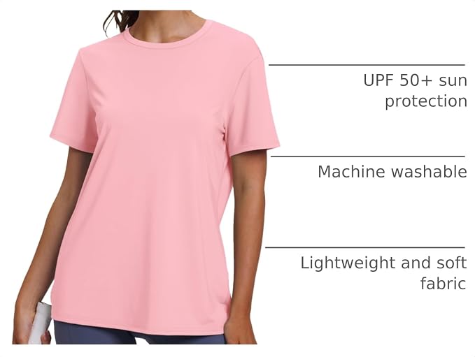 OFEEFAN Workout Tops for Women UPF 50+ Breathable Quick Dry Loose Fit T Shirt Outdoor Yoga Running Hiking Gym Tee Top