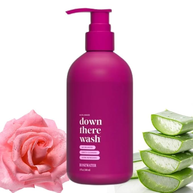 Ǥ00ĐŴƗƤ€Ş Down there wash Aloe-Based Feminine Wash with Rosewater, pH-Balanced, Gentle-Cleansing, Ultra-Refreshing