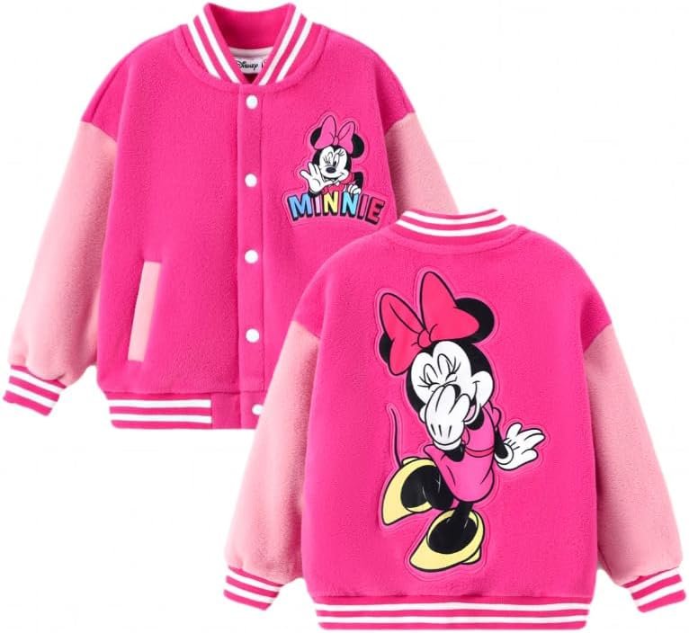 Disney Minnie Mickey Stitch Princess Frozen Marvel Jacket Lightweight Coat Button up Color Block Sweatshirt Sizes 2-14 Years
