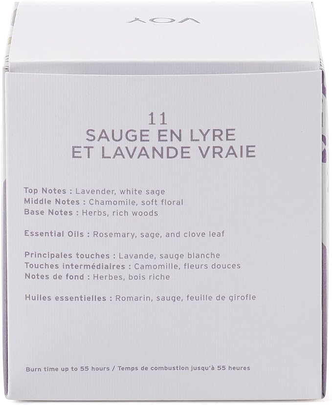 VOY Scented Candle, Herbaceous Minty Wild Sage & Royal Lavender Scent, 55 Hour Burn Time, Blended Soy Candle, High-Fragrance Load, 8 oz Jar Candle, Aromatherapy Candle with Sustainable Gift Packaging