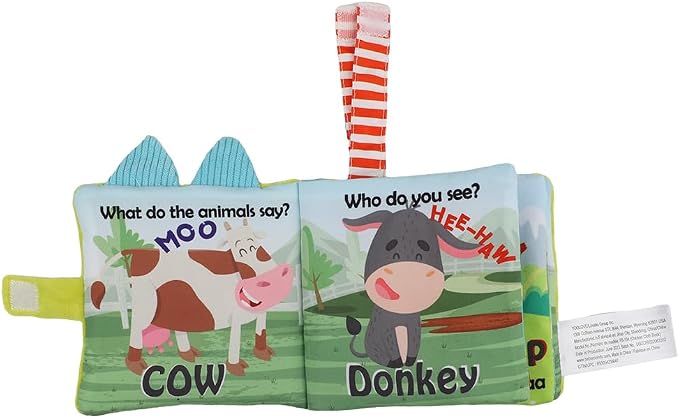 bebe mondo Farm Infants Toy – Chicken Soft Crinkle Books for Tummy Time, Infant Sensory Toy 0-6-12 Months, Touch and Feel Developmental Cloth Book, Shower Gift, Easter Baby Gifts for Boys Girls