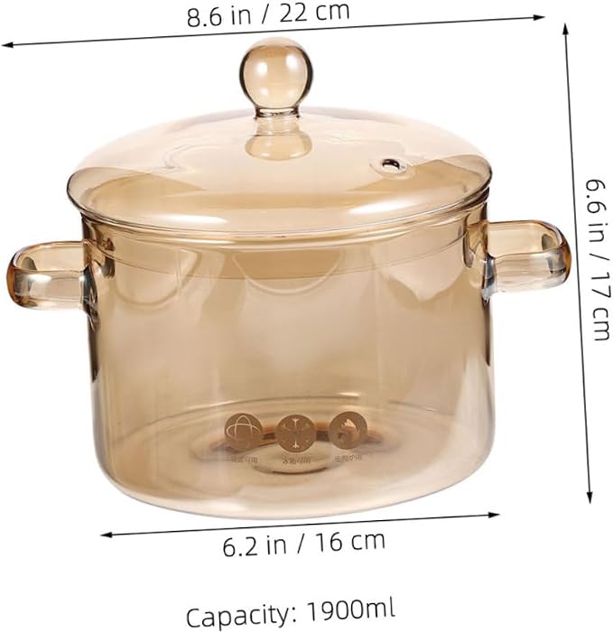 Heat Resistant Borosilicate Glass Stew Pot with Lid Kitchen Cookware for Cooking Stewing Capacity for Home Use Energy Efficient Design