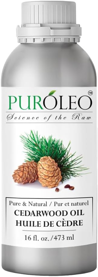 PUROLEO Cedarwood Essential Oil 16 Fl Oz/473 ML (Packed in Canada) 100% Pure & Natural Cedarwood Oil for Aromatherapy, Relaxation, and Skin Care - Therapeutic Grade Cedarwood Oil for Diffuser