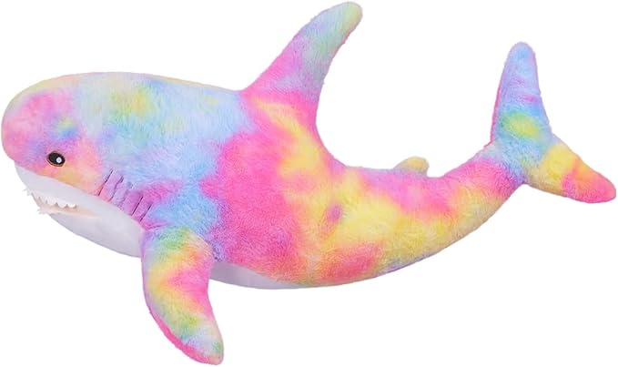 Giant Shark Stuffed Animals Plush, Large Shark Plush Pillow with 4 Little Sharks, 100cm/39.4inches Colorful Sharks Plush Toy Gifts for Kids(Pink)